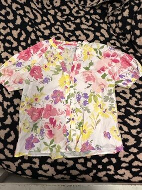 Sugarlips Floral Puff-Sleeve Dress in Pink, Yellow & Purple